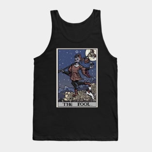 The Fool Tarot Card Gothic Halloween Creepy Clown Jester Goth Horror Tank Top